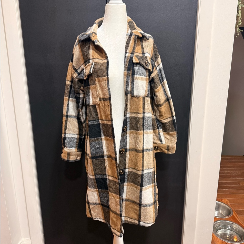 SHEIN Plaid flannel shacket - Women's Jacket - medium